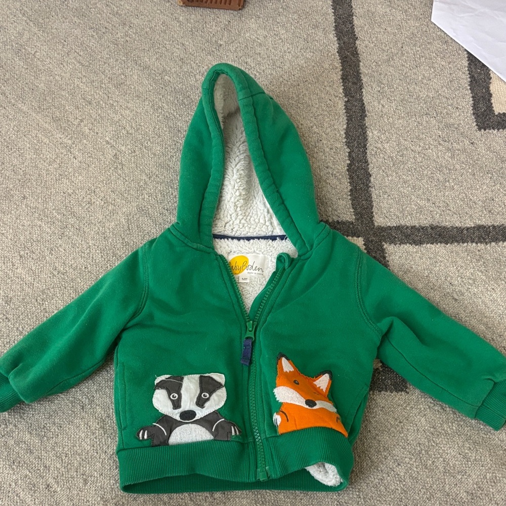 BabyBoden Green Hooded fleece sweatshirt